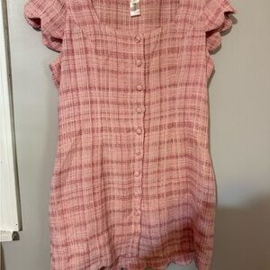 TCEC Pink Plaid Midi Dress